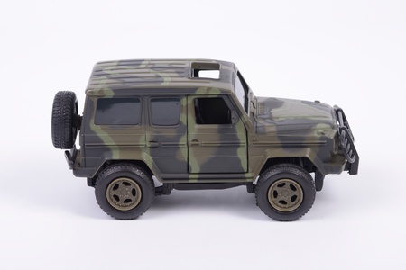 Military car model on white background の写真素材