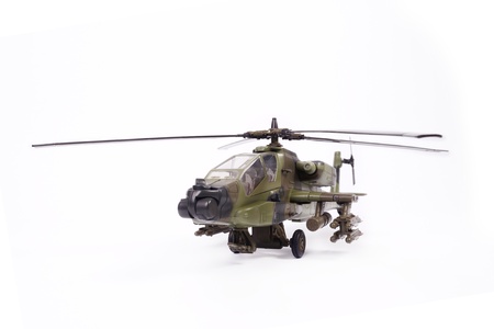 Front view of apache helecopter model on white backgriund の写真素材