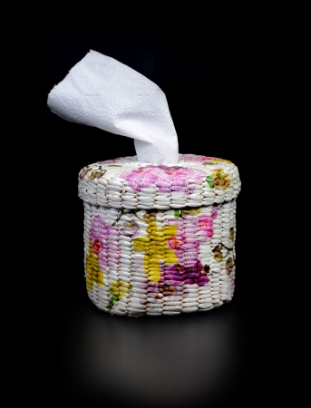 Handicraft tissue box with decoupage paper napkins の写真素材