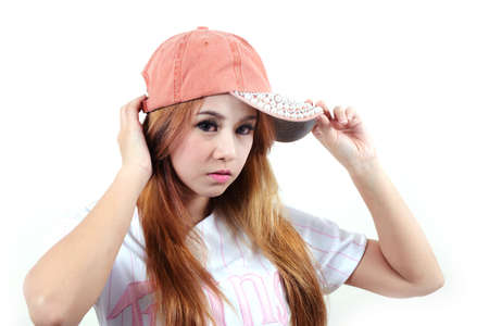 Pretty girl in hip hop style.の写真素材