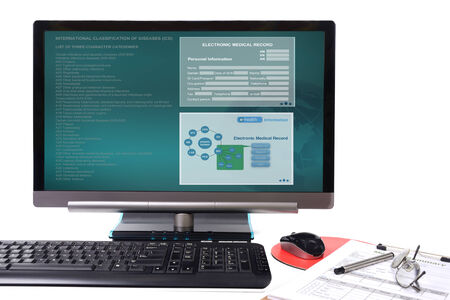 Electronic medical record show on computer display の写真素材