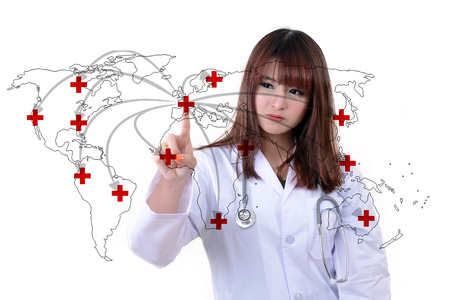 Medical network show that data connection from anywhere in the world.の写真素材