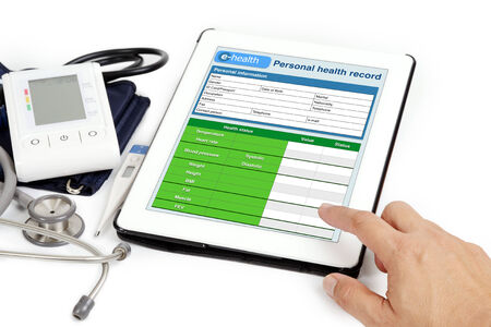 Patient personal health information shown on tablet.の写真素材