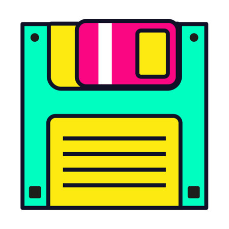 Neon vintage Floppy disk. templateのイラスト素材