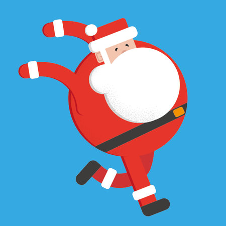 Running Santa Claus in modern flat style. Vector illustrationのイラスト素材