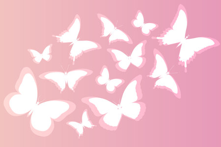 Background with 4 kinds of abstract butterflies. Vector illustrationのイラスト素材