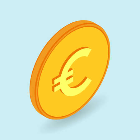 Euro coin.Vector illustration in isometric style. 3d coin icon.のイラスト素材