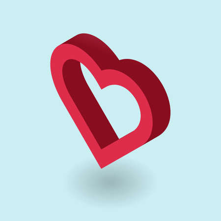 Empty heart.Vector illustration in isometric style. Simple 3d icon.のイラスト素材