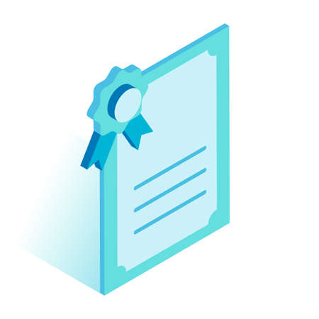 Diploma icon.Vector illustration in modern isometric style. 3d certificate icon.のイラスト素材