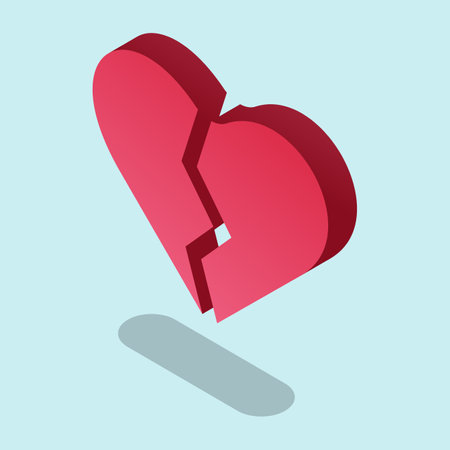 Broken heart. The concept of unsuccessful love, betrayal.Vector illustration in isometric style. Simple 3d icon.のイラスト素材