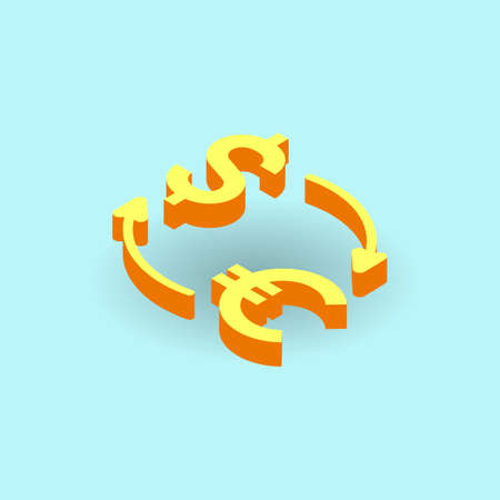 Currency exchange concept. vector illustration in isometric style. 3d currency exchange iconのイラスト素材