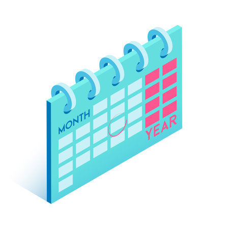 Calendar with a note of an important day. Vector illustration in modern isometric style. 3d icon.のイラスト素材