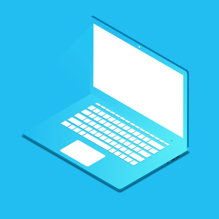 Laptop. Digital gadget. Soft glowing screen. 3d isometric illustration.の写真素材