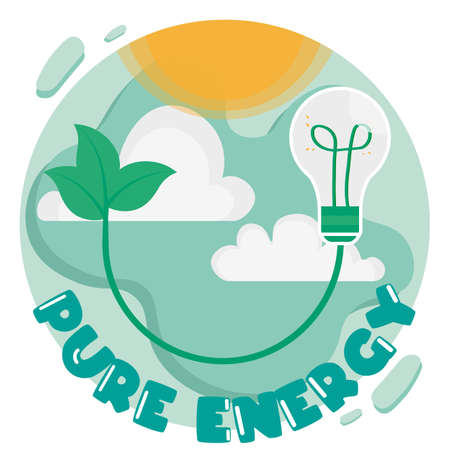 Pure energy. Ecological concept. Efficient use of renewable energy sourcesのイラスト素材