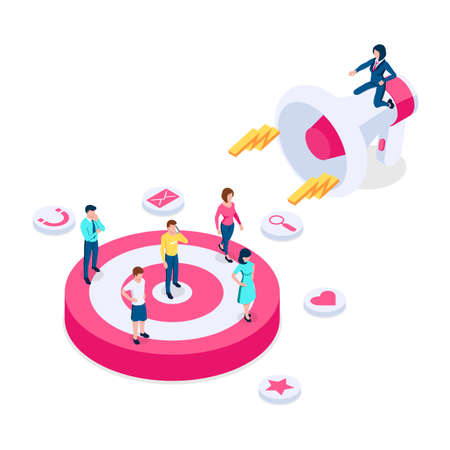 Search for target audience. Concept for Promotion and Advertising, Lead Attraction, Business Clients.のイラスト素材
