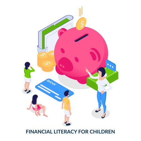 Financial literacy for children. Concept.のイラスト素材