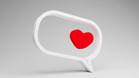 Speech bubble with heart. 3d render iconの写真素材