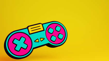 Retro gamepad. 80s and 90s controller. 3d render illustration with copy space.の写真素材
