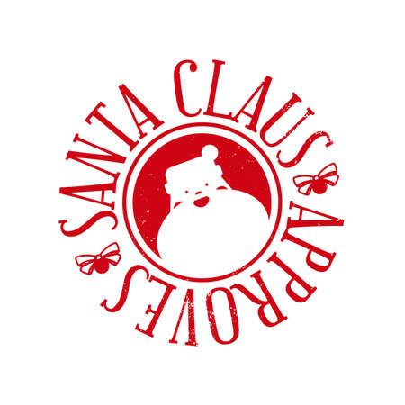 Santa Claus approves - holiday stamp template for gifts and letters. Christmas decorative element with texture that can be removed.のイラスト素材