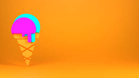 Ice cream. Banner with copy space. 3d render illustration.