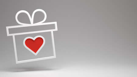 Gift box with heart. 3d render icon.の写真素材