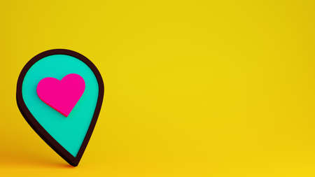 Point icon with heart. 3d render illustration with copy space.の写真素材