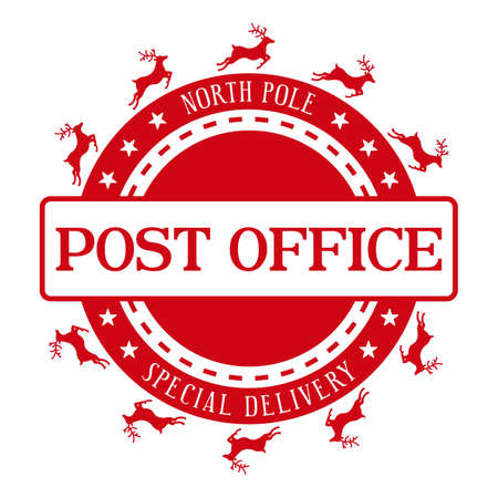 North pole post office - Holiday seal design.Christmas decorative design element for handmade gifts....