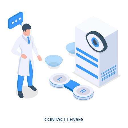 Contact lenses. Isometric vector illustration on white backgroundのイラスト素材