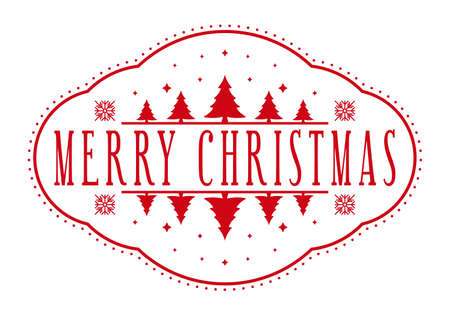 Merry Christmas - holiday stamp design. Xmas decorative element for handmade gifts. Vector illustration on white backgroundのイラスト素材
