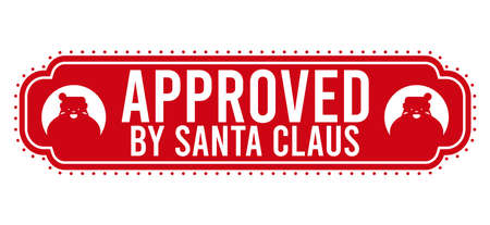 Approved by Santa Claus - Christmas stamp design for handmade gifts and greeting cards. Vector illustration on white background.のイラスト素材