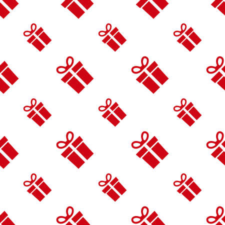 Christmas seamless pattern with red gift boxes different size. Christmas design for wallpaper, gift wrap, surface textures.Vector backgroundのイラスト素材