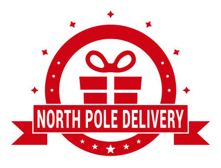 North pole delivery - Cute holiday stamp design template. Xmas decorative element for handmade gifts. Vector illustration on white backgroundのイラスト素材