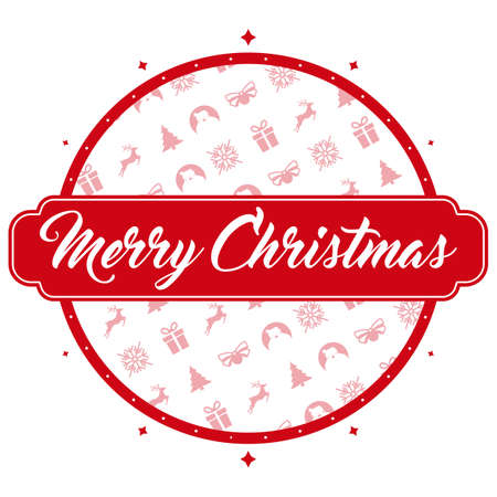 Merry Christmas - holiday stamp design. Christmas decorative element for handmade gifts. Vector illustration on white backgroundのイラスト素材