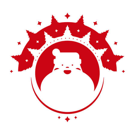 Xmas stamp design with cute Santa Claus. Christmas decorative element for handmade gifts. Vector illustration on white background.のイラスト素材