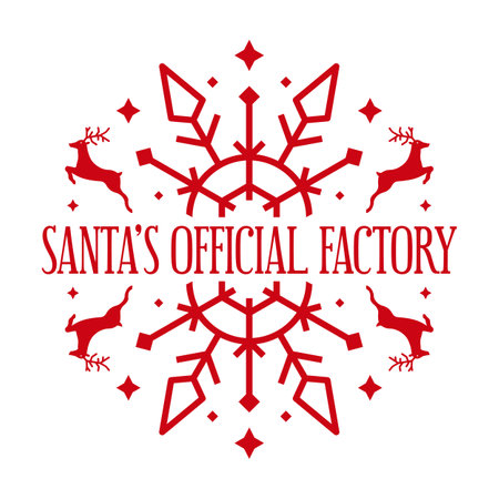 Santa official factory. Post stamp design. Template for Xmas handmade gifts. Vector illustration.のイラスト素材