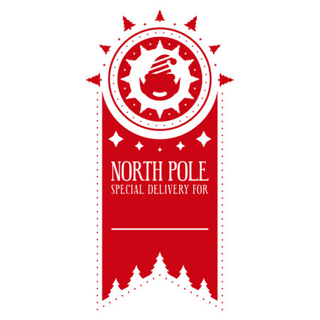 North pole special delivery. Template for personalized Xmas handmade gifts. Vector illustration.のイラスト素材