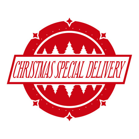 Christmas special delivery. Stamp design. Holiday template for Xmas handmade gifts. Vector illustrationのイラスト素材