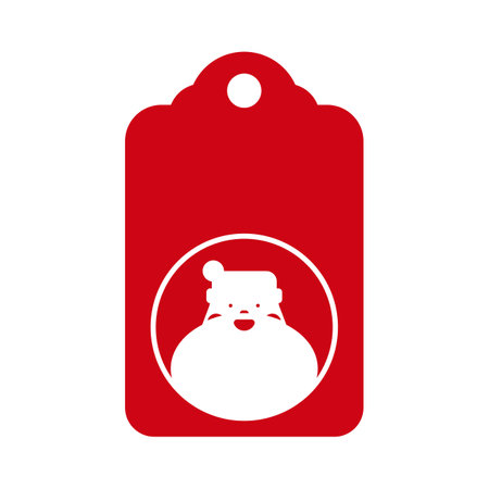 Christmas tag design with cute Santa Claus. Holiday template for Xmas handmade gifts. Vector illustrationのイラスト素材