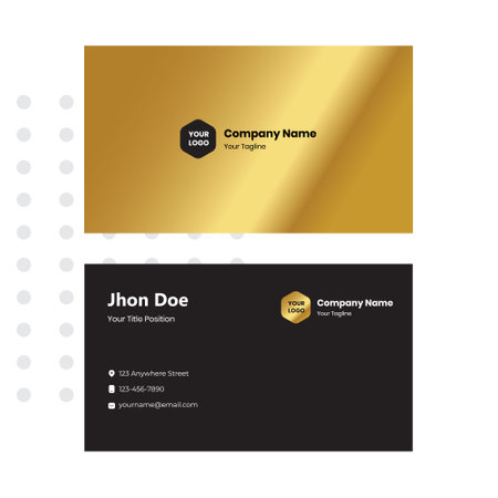 Business card design template. Vector illustration. Gold and black colors.のイラスト素材