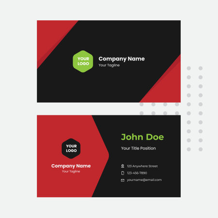 Modern Creative and Clean Business Card Vector Template. Red and Black Colorsのイラスト素材
