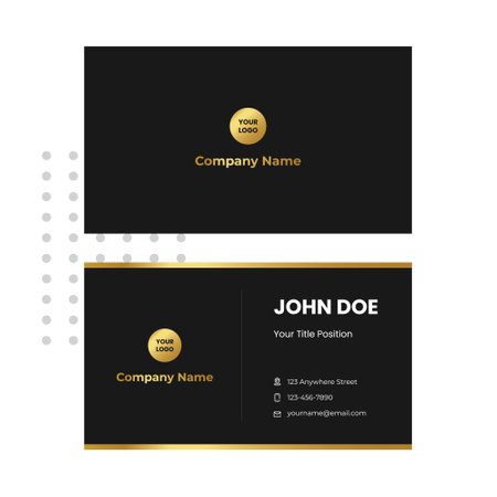 Business Card Template. Gold and Black Colors. Simple and Clean Design. Vector Illustrationのイラスト素材