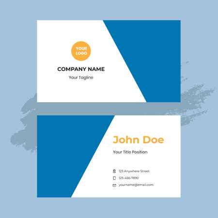 business card template in blue and white colors, vector illustration eps10のイラスト素材