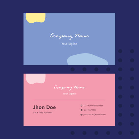 Business card design template in blue and pink colors. Vector illustration.のイラスト素材