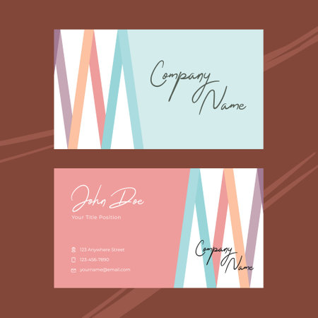 Business card template with colorful geometric pattern. Vector illustration. Stationery designのイラスト素材