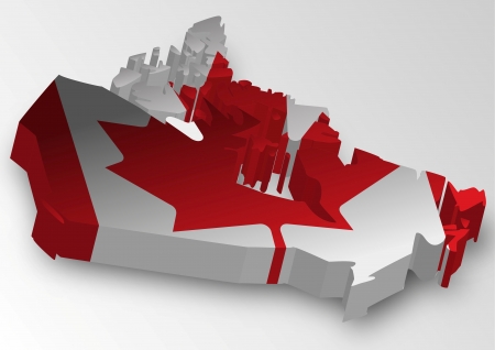 Three dimensional map of Canada in flag colors のイラスト素材