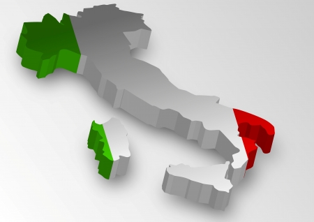 Three dimensional map of Italy in flag colors のイラスト素材