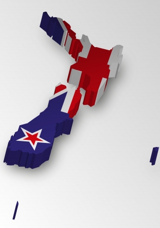 Three dimensional map of New Zealand in flag colors のイラスト素材