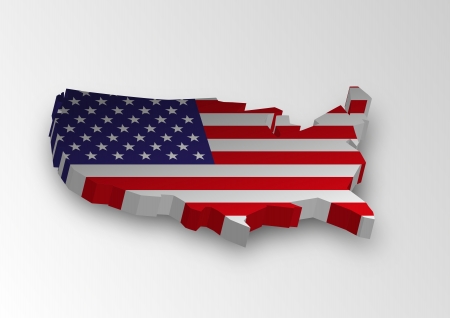 Three dimensional map of American in flag colors のイラスト素材