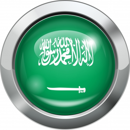 Arab Saudi flag metal button のイラスト素材