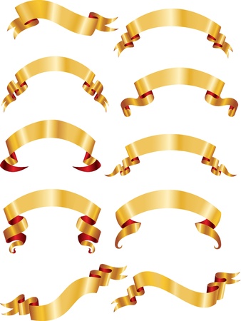 Set of golden vector ribbons or banners for your text のイラスト素材
